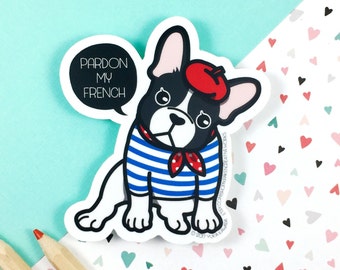 Waterproof French Bulldog Vinyl Sticker | French Bulldog Laptop Sticker | French Bulldog Laptop Decal | French Bulldog Sticker