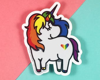 Waterproof Rainbow Unicorn Vinyl Sticker | Unicorn Sticker | Unicorn Laptop Sticker | LGBTQ Sticker | Rainbow Laptop Sticker | Pride Sticker