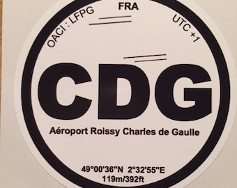 Autocollant Sticker CDG Roissy Charles de Gaulle