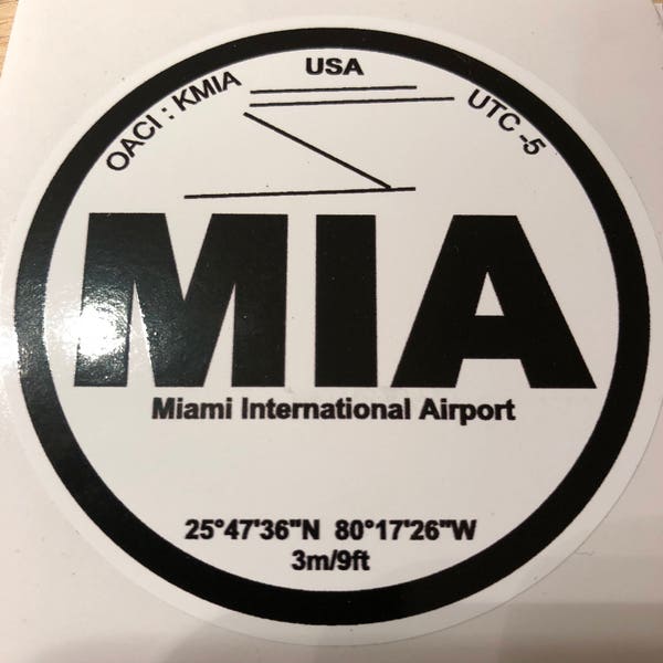 Autocollant Sticker MIA Miami Floride USA