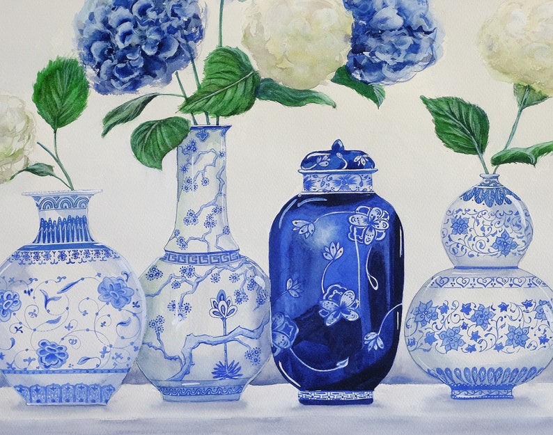 Kitchen Wall Art / Blue and White Porcelain / artwork / Blue | Etsy