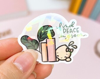 Peace in Green Tinta Sticker | Aesthetic Waterproof Vinyl Decal for Journals, Gifts, Waterbottles, Laptops | 1.9x1.5 inch | DC04