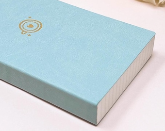 Quaderno formato passaporto azzurro cielo / Quaderno a quadretti Ink-it / 544 pagine / Carta Tomoe River / Penna stilografica