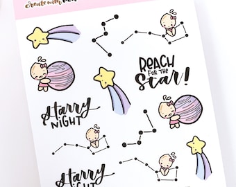 F01 | Tinta with stars and planets | Planner Stickers