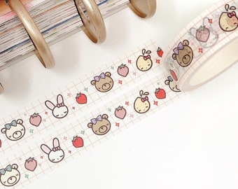 Tinta and Friends (Strawberry and Grid) | Washi Tape