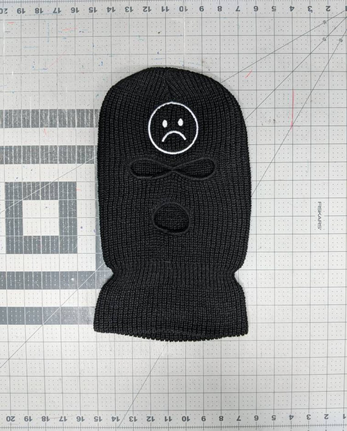 Sad Frown Emoji Ski Mask Black Balaclava Etsy