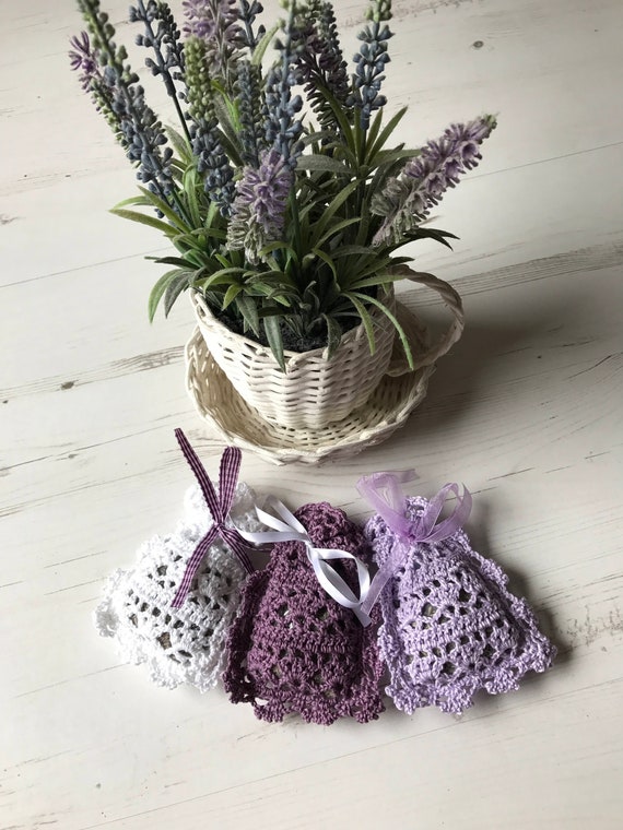 Crochet Lavender Scented Drawer Sachets 100 Cotton Lavender Etsy