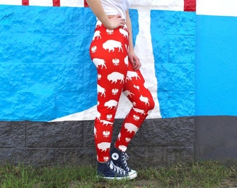 Women's Buffalo Polish Leggings, Dyngus Day Leggings, Buffalo Polish, Polska Leggings, Buffalo Gift, Dyngus Day Buffalo, Dyngus Day Parade