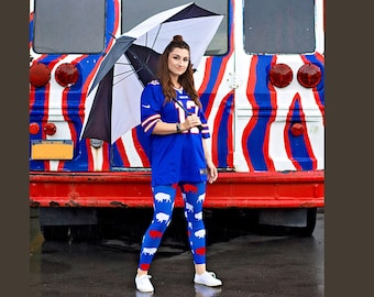 Women's Red and Blue Buffalo Leggings, Let's Go Buffalo, Buffalo Football, Red and Blue Buffalo, Buffalo Gift, Buffalo NY