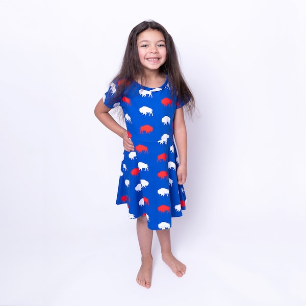 Red and blue buffalo dress, Buffalo NY, Buffalo Dress, Red White and Blue, Buffalo Gift, Buffalo Girls Dress, Buffalo Baby Dress