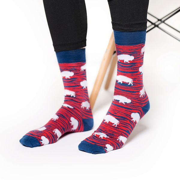 Red and Blue Buffalo Socks, Buffalo Football, Buffalo NY, Buffalo Sports, Buffalo Gift, Classic Buffalo, Throwback Buffalo, Football Socks