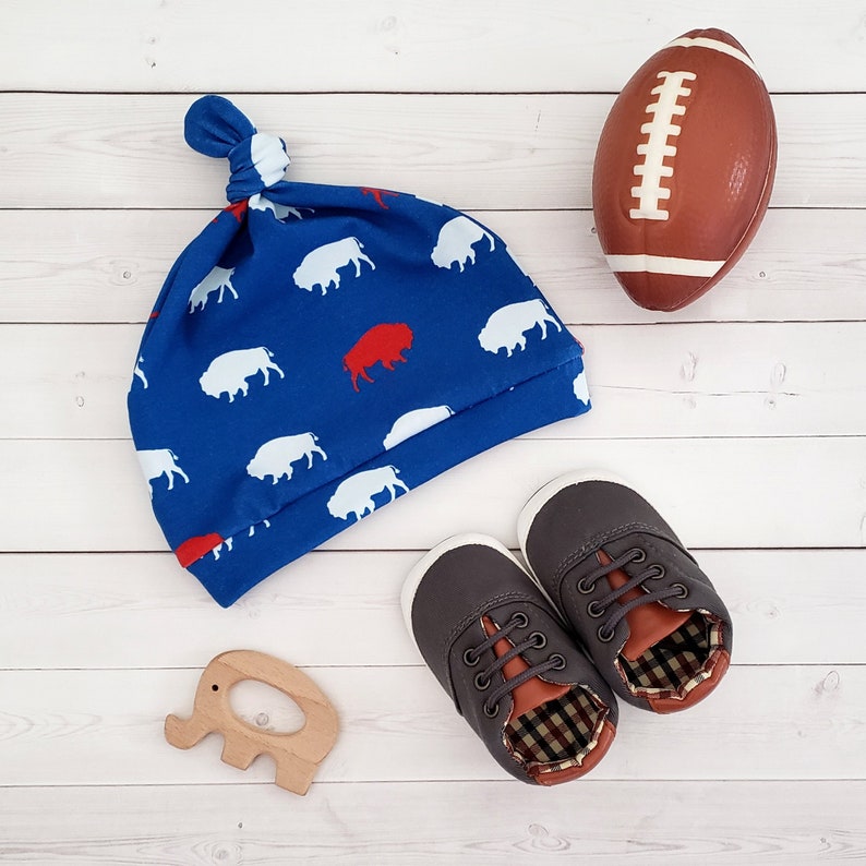 Buffalo Knot Hat, Buffalo Football, Buffalo NY, Baby Hat, Buffalo Baby Gift, Newborn Knot Hat, Baby Shower Gift, Lets Go Buffalo image 1