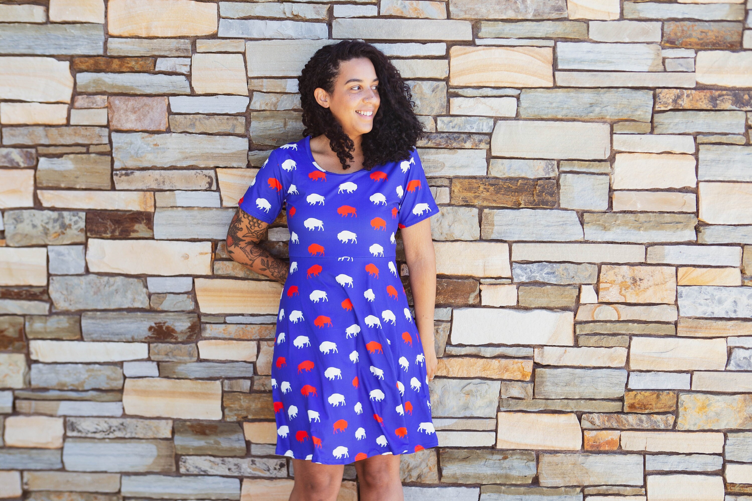 blue dress for baby girl Ladies Retro Mod Vintage Red White and Blue Dress 18 / Red main image 0