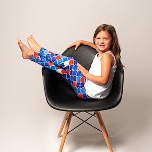 Mermaid Leggings, Red and Blue Mermaid, Buffalo NY, Buffalove, Buffalo Gift, Buffalo Leggings, Lets Go Buffalo, Buffalo Football