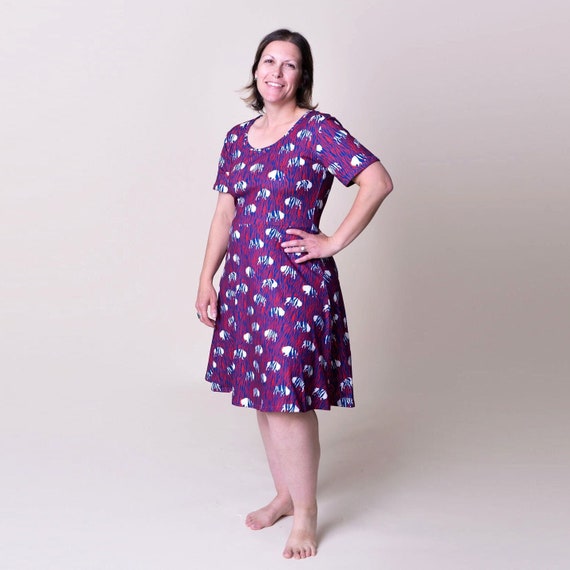 strapless open back dress Unique Vintage Plus Size Navy & White Dot Puff Sleeve Midi Dress main image 1