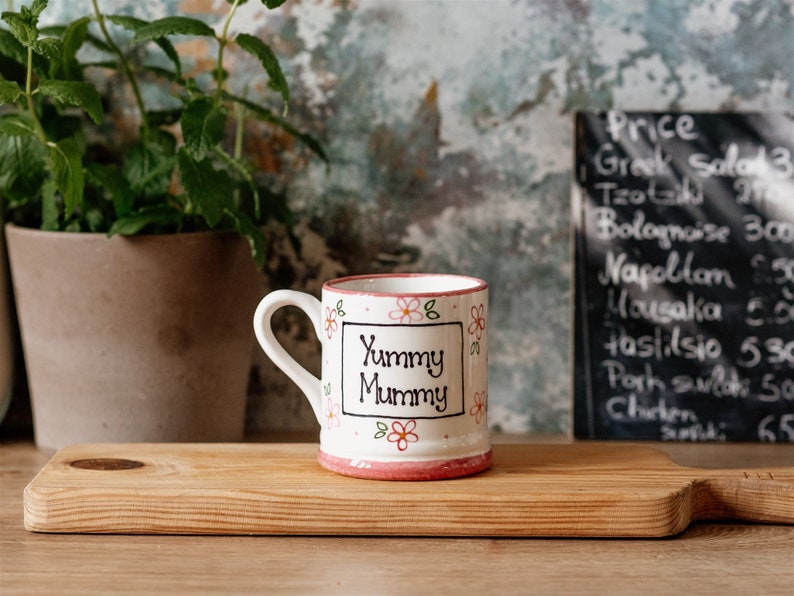 Yummy Mummy Mug Personalised Ceramic, Pottery, Gift, Unique Present, Mother's Day, Father's Day, Mum, Girlfriend, Nan, Wife, Partner image 1