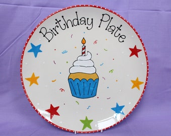 Birthday Plate With Cake Server - Cake, Lockdown Birthday, Cupcake, Stars, Children, Present, Gift