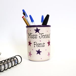 Pen or Brush Pot - Personalised Pottery Gift, Mother's Day, Father's Day, Make Up, Paintbrush, Artist Gift, Handmade, Handpainted