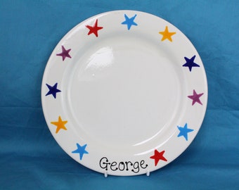 Children's Plate With Multicoloured Stars Design - Tableware, Kitchen, Fun Dinner, Food, Meals, Eating