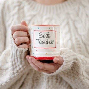 Best Teacher Mug - Personalised Ceramic, Pottery, Gift, Unique Present, For Educators, Classroom, Homeschooling, Lockdown