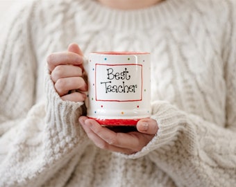 Best Teacher Mug - Personalised Ceramic, Pottery, Gift, Unique Present, For Educators, Classroom, Homeschooling, Lockdown