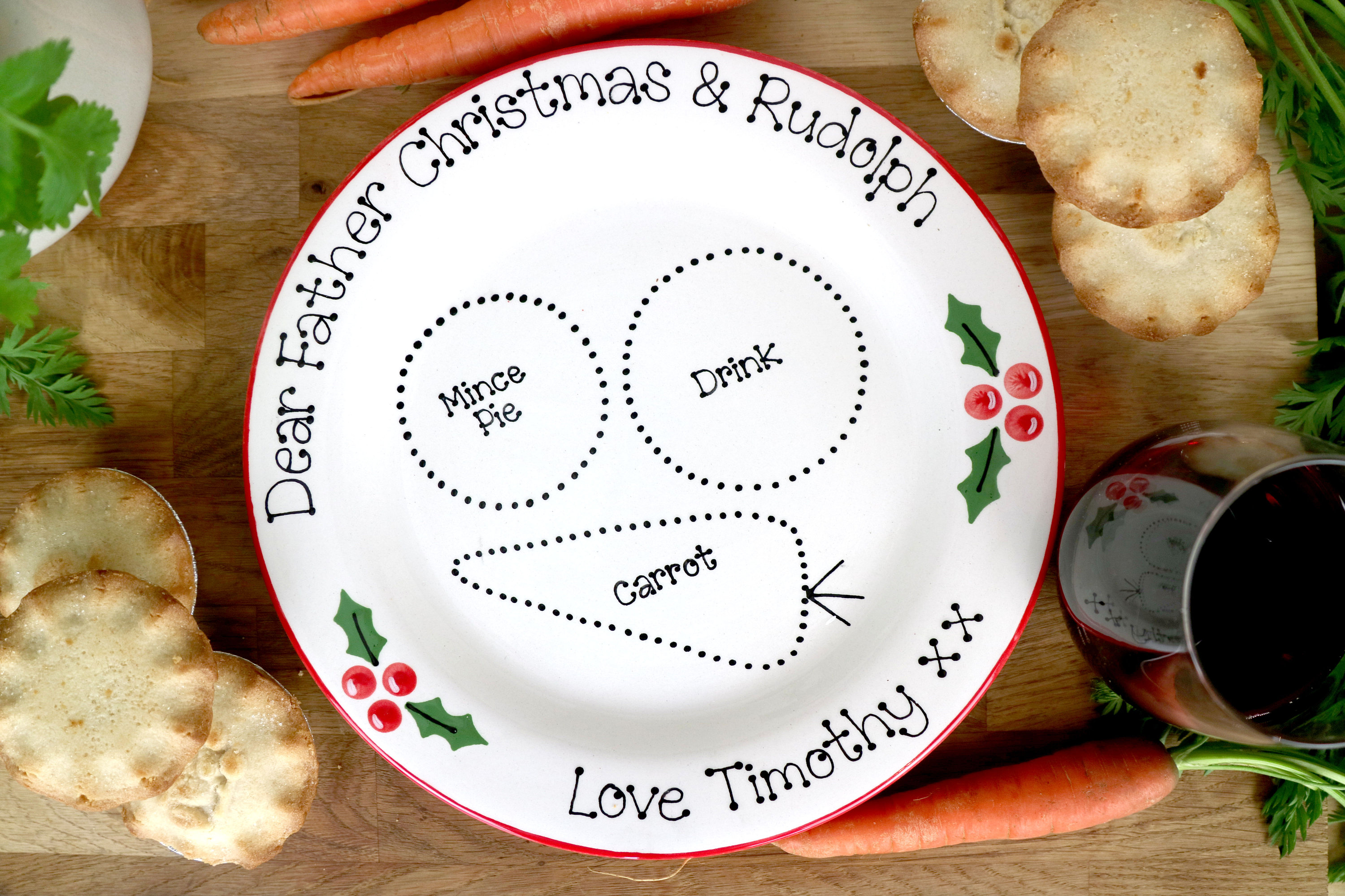 Mince Pie for Santa Christmas Eve Plate Personalised Pottery - Main Image