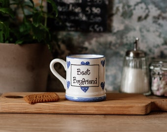 Best Boyfriend Mug - Personalised Ceramic, Pottery, Gift, Unique Present, Gifts for Him, Couples Present, Partners, Love, Anniversary