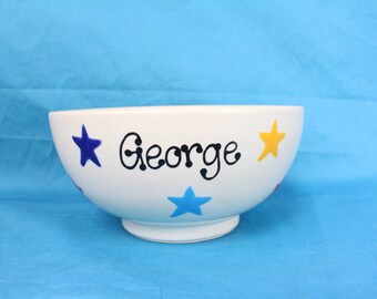 Children's Bowl With Multicoloured Stars Design - Cereal, Breakfast, Tableware, Kitchen, Fun Dinner, Food, Meals, Eating