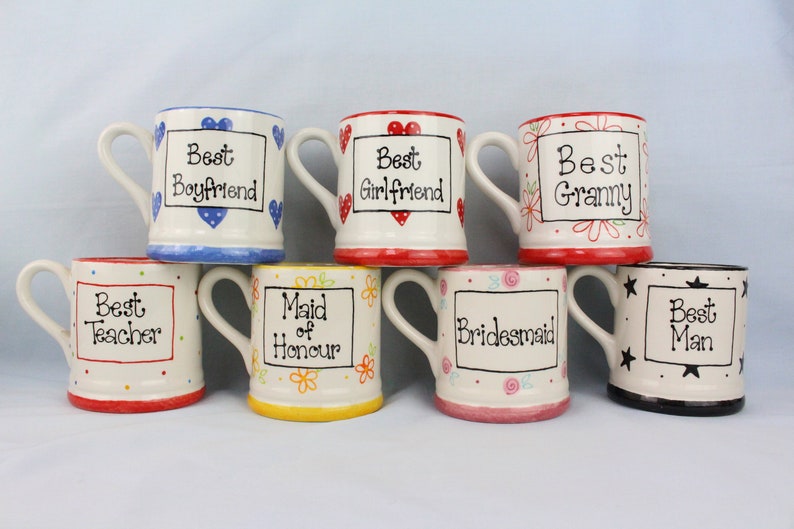 Best Mug Personalised Ceramic, Pottery, Gift, Unique Present, Valentine's Day, Mother's Day, Father's Day, Mum, Girlfriend, Nan, Wife image 1