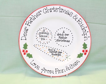 Mince Pie For Santa Christmas Eve Plate - Personalised Pottery, Present, Gift, Family, Xmas, Festive, Seasonal, Serving, Handmade, Unique