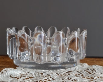 vintage signed Orrefors Princess bowl by Sven Palmqvist - heavy crystal crown shaped dish - mid century scandinavian home decor