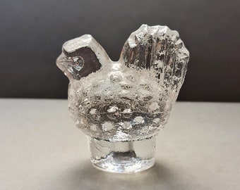 vintage Pukeberg glass chicken paperweight - Uno Westerberg, 1960s