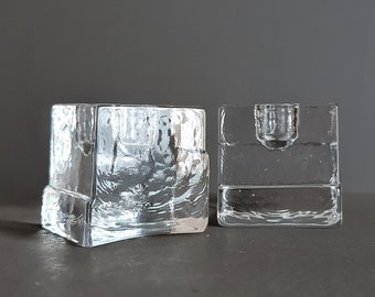 vintage Lindshammar ice cube candle holders - Christer Sjogren designer - mid century Scandinavian home decor