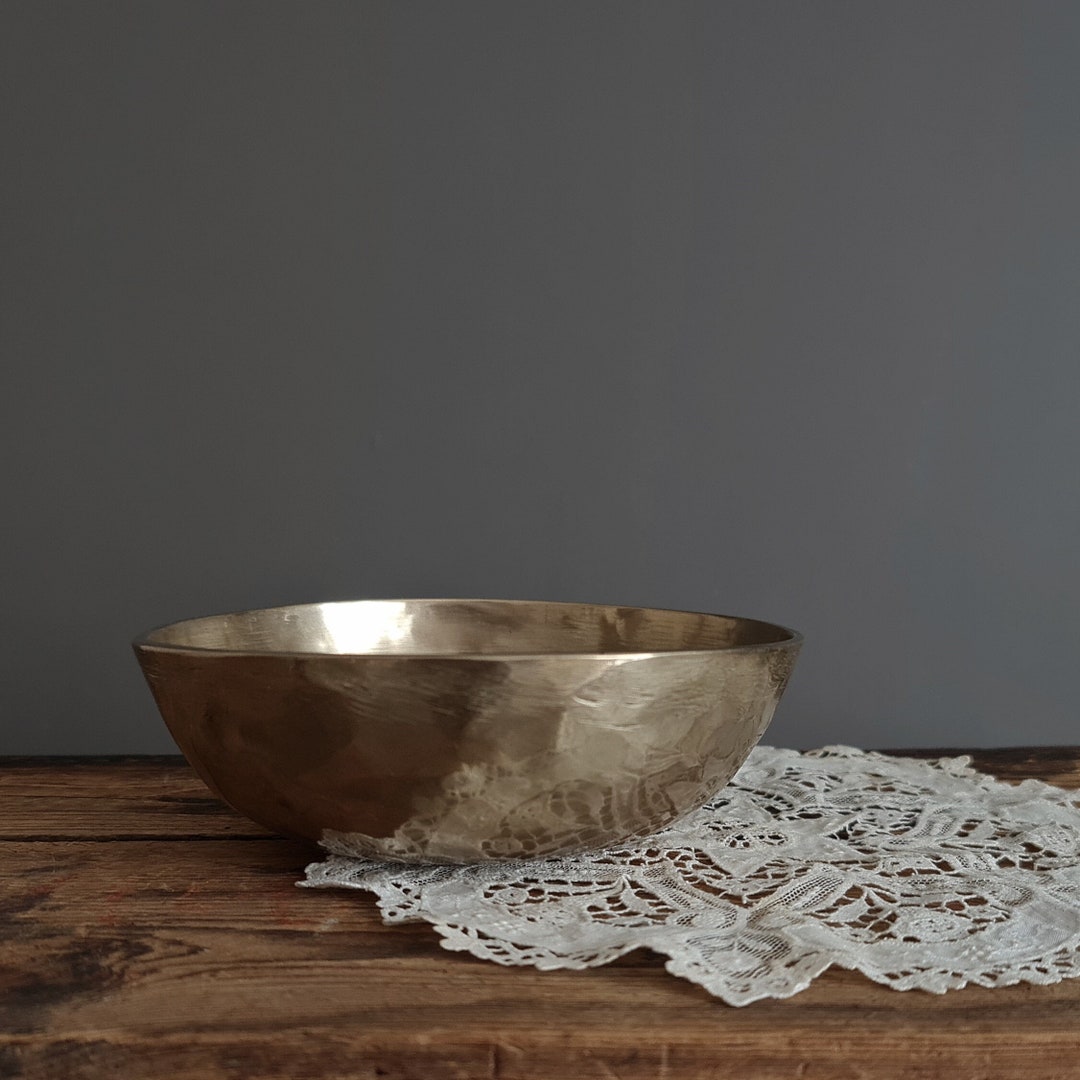 Vintage Solid Brass Bowl Artisan Made Hammered Metal Etsy