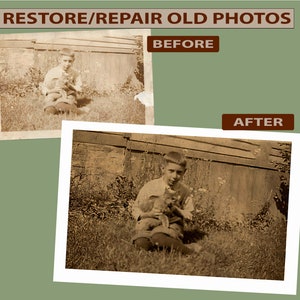 Photo editing, restore old photos, repair damage, fix picture, professional custom restoration, repair scratches rips tears stains blemishes