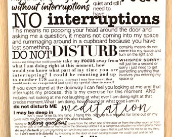 Do not disturb sign downloadable  Do not disturb sign for work from home meditation yoga or any space you want to keep others out of