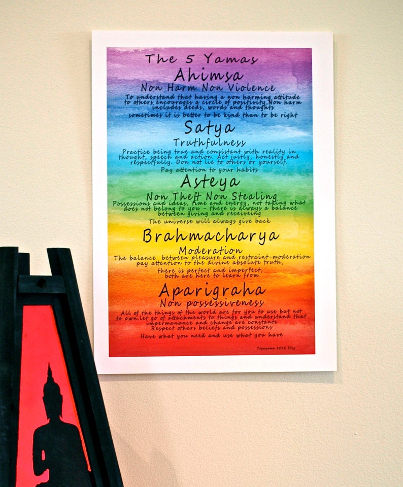 5 Yamas poster instant download yoga art Digital Prints Prints