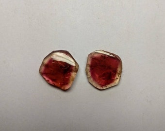 26.35 cts Watermellon tourmaline big size polished slices set of 2 pieces set weight