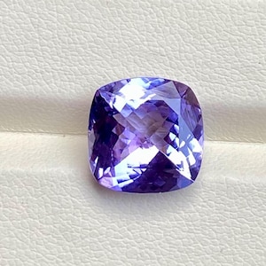 Natural Tanzanite Cushion Cut Gemstone, 6.10 Carats Deep Color, 11x11 MM, Perfect for Jewelry Making & Unique Gem Gift