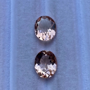 Certificado AGR, raro par ovalado pink morganite cut que pesa 7.20 quilates, noviembre piedra de nacimiento, berilo morganita, melocotón morganita