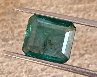 AGR Certified Emerald Cut ,4.36 Carats ,Natural Emerald , 10.4 x 9 MM ,Deep Color Emerald, Zambian Emerald ,No Treatment,May Birthstone