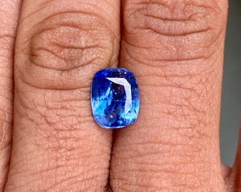 3.89 Carats Natural Ceylon Blue Sapphire Cushion Cut Gemstone |10.36 x 8.26 mm Jewelry Stone