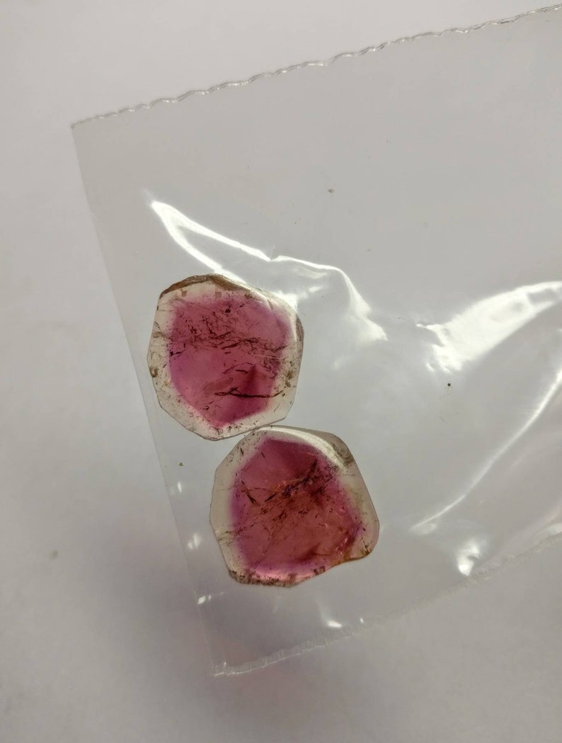 Watermellon tourmaline different color polished slices pair weight 13.53 cts