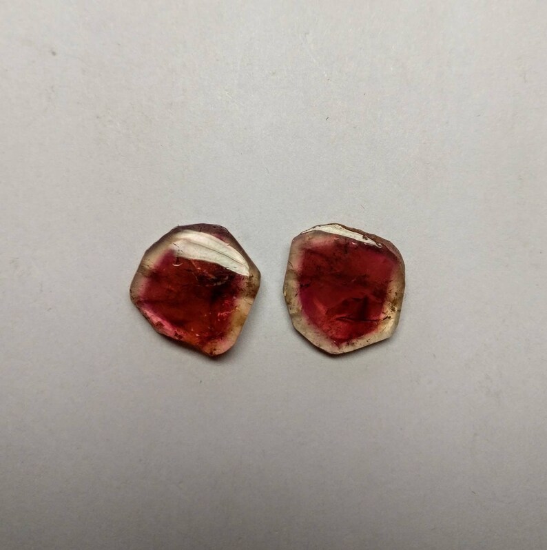 Watermellon tourmaline different color polished slices pair weight 13.53 cts