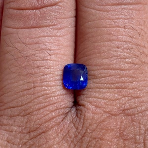 Royal Blue Ceylon Sapphire: 1.35 Carat Cushion Cut Gemstone