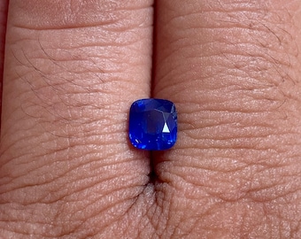Royal Blue Ceylon Sapphire: 1.35 Carat Cushion Cut Gemstone