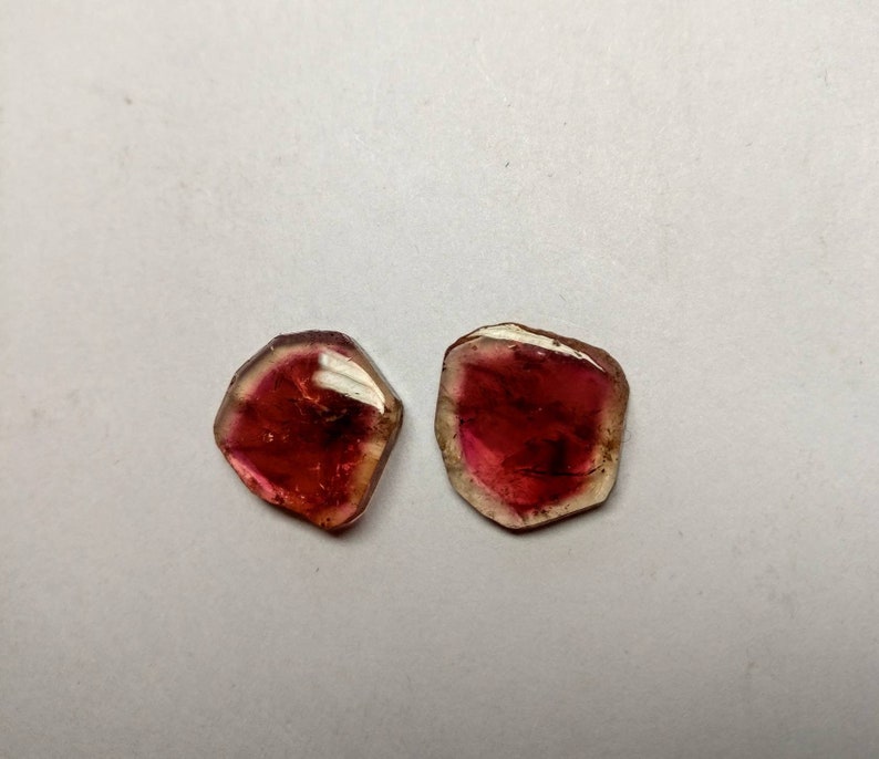 Watermellon tourmaline different color polished slices pair weight 13.53 cts