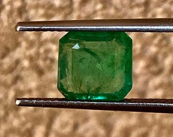 AGR Certified Natural Zambian Emerald ,Untreated Emerald ,Square Cut Weighing 2.44 Carat,May Birthstone,Vivid Green