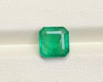 Natural Zambian Emerald: 2.44 Carat Vivid Green Square Cut Gemstone