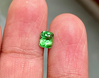 1.14 Carats Emerald Cut Tsavorite Garnet: 6.4x5.3 mm Deep Green Gem